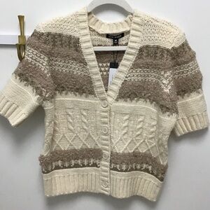 Steve Madden Women's Textured Cream and Tan Cardigan